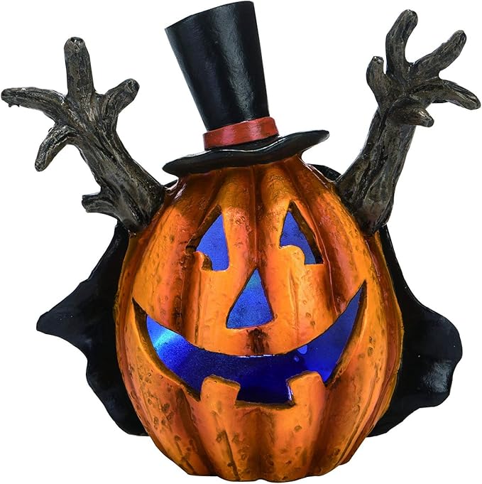 one holiday way led 发光橙色万圣节杰克南瓜灯 – 桌面灯笼装饰